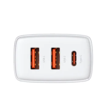 Baseus Compact CCXJ-E02 30W szybka ładowarka sieciowa z dwoma gniazdami USB QC3.0 oraz USB-C PD 3.0