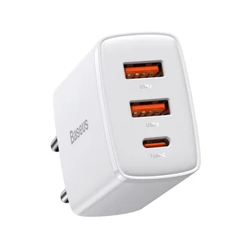 Baseus Compact CCXJ-E02 30W szybka ładowarka sieciowa z dwoma gniazdami USB QC3.0 oraz USB-C PD 3.0