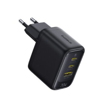 Baseus GaN EnerFill FE22 E0123500 70W szybka ładowarka sieciowa z 2 gniazdami USB-C PD oraz USB