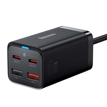 Baseus GaN3 Pro CCGP040101 65W szybka ładowarka sieciowa z 2 gniazdami USB-C PD oraz 2 gniazdami USB