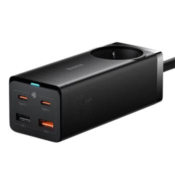 Baseus GaN3 Pro PSZM000901 65W szybka ładowarka sieciowa z 2 gniazdami USB-C PD, 2 gniazdami USB oraz AC