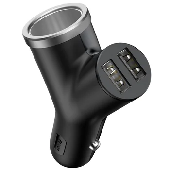 Baseus Y Type BSC-C16N CCALL-YX01 3.4A ładowarka samochodowa z dwoma gniazdami USB oraz gniazdem zapalniczki