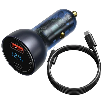 Baseus TZCCKX-0G 65W szybka ładowarka samochodowa z gniazdem USB QC3.0 oraz USB-C PD 3.0 PPS