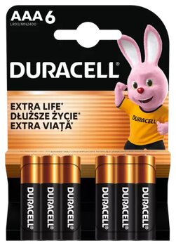 bateria alkaliczna Duracell Basic MN2400 LR03 AAA (blister) - 6 sztuk