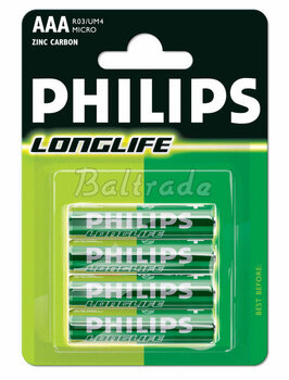 bateria cynkowo-węglowa Philips LongLife R03 AAA (blister)