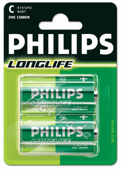 2 x bateria cynkowo-węglowa Philips LongLife R14 C (blister)