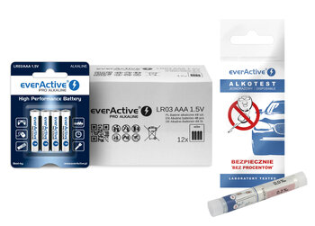Baterie alkaliczne everActive Pro Alkaline 48szt LR03 / AAA + alkotest
