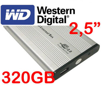 Dysk zewnętrzny USB 2,5" WESTERN DIGITAL 320GB + srebrna obudowa