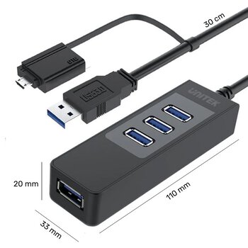 Hub USB 3.1 / micro USB OTG 4-portowy Unitek Y-3046A