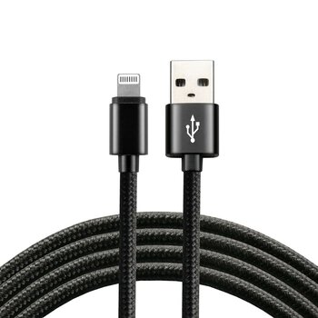 Kabel przewód pleciony USB - Lightning / iPhone everActive CBB-1IB 100cm z obsługą szybkiego ładowania do 2,4A czarny