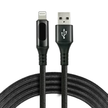Kabel przewód pleciony USB - Lightning LCD everActive CBB-1IBL 100cm z obsługą szybkiego ładowania do 2,4A czarny