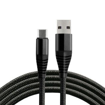 Kabel przewód pleciony USB - USB-C / Typ-C everActive CBB-1CHB 100cm z obsługą szybkiego ładowania do 5A czarny