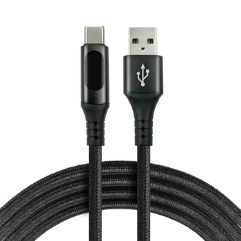 Kabel przewód pleciony USB - USB-C / Typ-C LCD everActive CBB-1CBL 100cm z obsługą szybkiego ładowania do 3A czarny