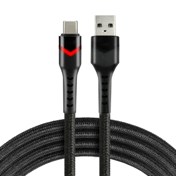 Kabel przewód pleciony USB - USB-C / Typ-C RGB LED everActive CBB-2CBR 200cm z obsługą szybkiego ładowania do 3A czarny