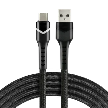 Kabel przewód pleciony USB - USB-C / Typ-C RGB LED everActive CBB-2CBR 200cm z obsługą szybkiego ładowania do 3A czarny