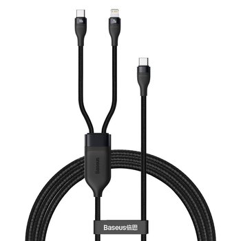 Kabel przewód USB-C 2w1 - USB-C do 100W, Lightning do 20W 1.2m Baseus CA1T2-F01