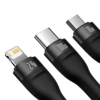 Kabel przewód USB 3w1 - USB-C, micro USB, Lightning 120cm Baseus CASS030001