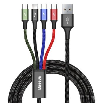 Kabel przewód USB 4w1 - USB-C, Lightning, 2x micro USB 120cm Baseus Rapid CA1T4-C01 do 3.5A