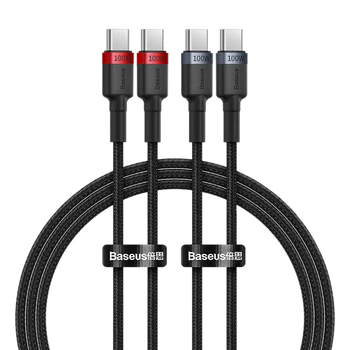 Kabel przewód USB-C PD 2.0 100cm Baseus Cafule P10318306003-00 5A z obsługą szybkiego ładowania 100W - 2 sztuki