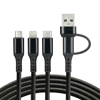 Kabel przewód USB-C / USB 3w1 - USB-C, Lightning, micro USB 120cm everActive CBB-1.2ALL do 3A