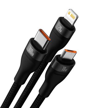 Kabel przewód USB, USB-C 3w1 - USB-C, micro USB, Lightning 120cm Baseus CASS030101
