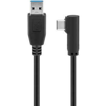 kabel USB 3.0 - USB-C / Type-C kątowy 90 stopni Goobay 66501 100cm z obsługą szybkiego ładowania do 3A