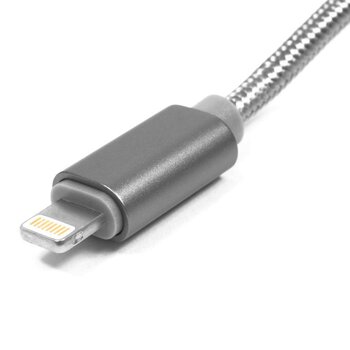 pleciony kabel USB - Apple Lightning / iPhone eXtreme srebrny 120cm