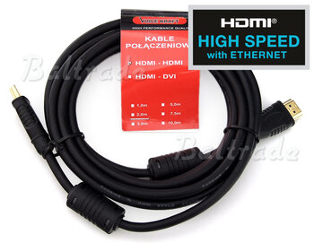 Kabel Voice Kraft HDMI-HDMI 1m GOLD (1.4) High Speed /w Ethernet