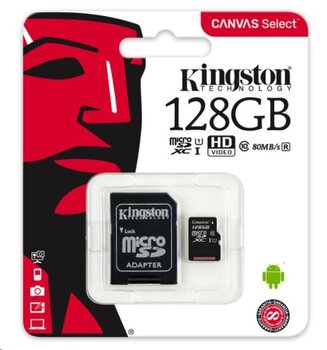 Karta pamięci Kingston Canvas Select microSD (microSDXC) 128GB class 10 UHS-I U1 - 80MB/s + adapter SD