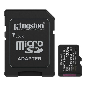Karta pamięci microSD (microSDXC) Kingston 128GB Canvas Select Plus 150MB/s UHS-I U1 class 10 V10 A1 + adapter Karta pamięci microSD (microSDXC) Kingston 128GB Canvas Select Plus 150MB/s UHS-I U1 class 10 V10 A1 + adapter