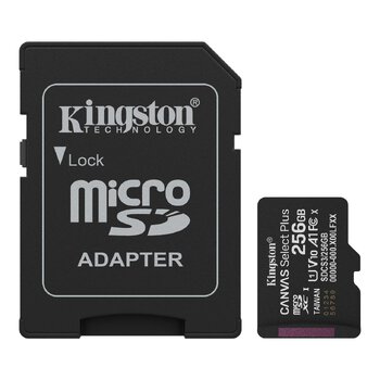 Karta pamięci microSD (microSDXC) Kingston 256GB Canvas Select Plus 150MB/s UHS-I U1 class 10 V10 A1 + adapter Karta pamięci microSD (microSDXC) Kingston 256GB Canvas Select Plus 150MB/s UHS-I U1 class 10 V10 A1 + adapter