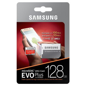 Karta pamięci Samsung EVO PLUS microSDXC 128GB UHS-I U3 class 10 90/100MB/s + adapter do SD