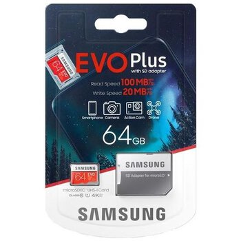 Karta pamięci Samsung EVO PLUS microSDXC 64GB UHS-I U1 class 10 + adapter do SD