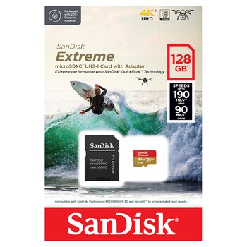 Karta pamięci SanDisk microSD (microSDXC) 128GB Extreme 190/90MB/s ActionCam UHS-I U3 V30 A2