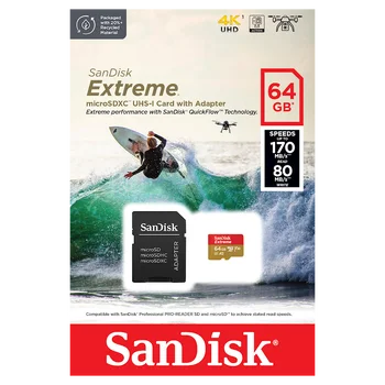 Karta pamięci SanDisk microSD (microSDXC) 64GB Extreme 170/80MB/s ActionCam UHS-I U3 V30 A2