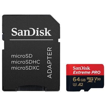 Karta pamięci SanDisk microSD (microSDXC) 64GB Extreme PRO 200MBs / 90MB/s UHS-I U3 V30 A2