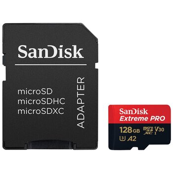 Karta pamięci SanDisk microSD (microSDXC) 128GB Extreme PRO 200MBs / 90MB/s UHS-I U3 V30 A2