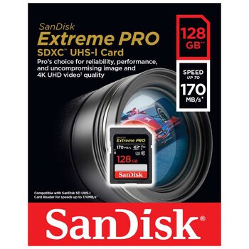 Karta pamięci SD (SDXC) SanDisk 128GB Extreme PRO 170MB/s UHS-I U3 V30