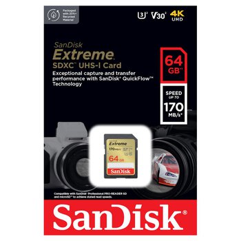 Karta pamięci SD (SDXC) SanDisk 64GB Extreme 170/80MB/s UHS-I U3 V30