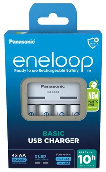 Ładowarka akumulatorków Ni-MH Panasonic Eneloop BQ-CC61 USB + 4 x R6/AA Eneloop 2000mAh BK-3MCDE