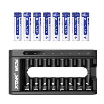 Ładowarka do akumulatorów R03/AAA i R6/AA Li-ion 1,5V / NiMH Xtar BC8 + 8x Akumulator Xtar R6/AA 1,5V Li-ion 2000mAh