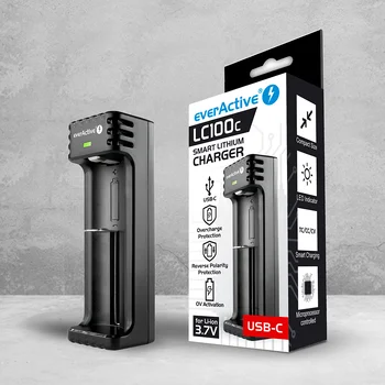 Ładowarka do akumulatorków cylindrycznych Li-ion everActive LC-100C USB-C