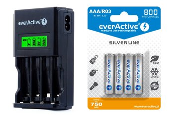 ładowarka everActive NC-450 Black + 4 x R03/AAA everActive 800