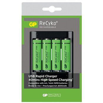 ładowarka GP U421 + 4 x AA/R6 ReCyko+ 2700 Series 2600mAh + WA22