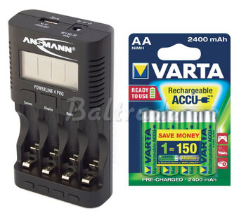 ładowarka Powerline 4 PRO + 4 x R6/AA Varta Ready2Use 2400