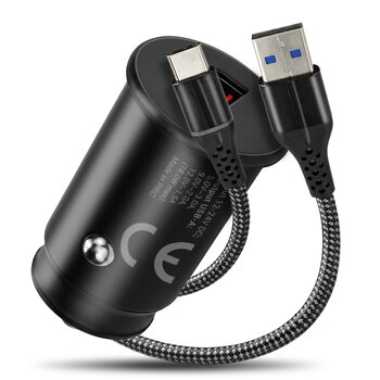 Ładowarka samochodowa everActive CC-15QC z gniazdem USB QC3.0 18W + kabel USB-C 1m