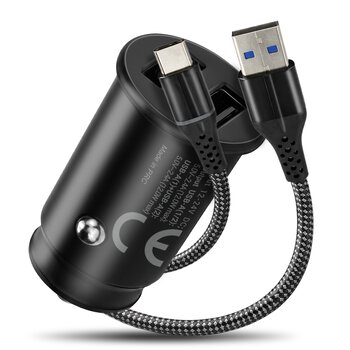 Ładowarka samochodowa everActive CC-25C dwa gniazda USB 12W + kabel USB-C 1m