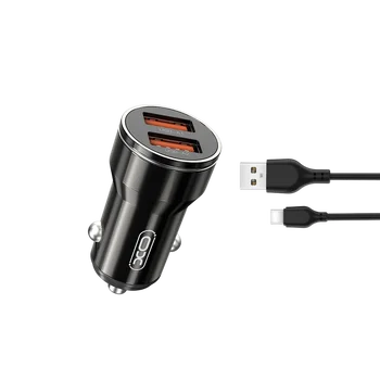 Ładowarka samochodowa XO CC48 z 2 gniazdami USB 12W + kabel USB-C