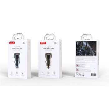 Ładowarka samochodowa XO z gniazdem USB, USB-C PD CC60 60W