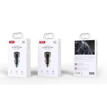 Ładowarka samochodowa XO z gniazdem USB, USB-C PD CC60 60W